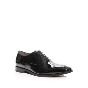 BOSS Mens Black Comfort Highline Round Toe Block Heel Leather Oxford Shoes 7